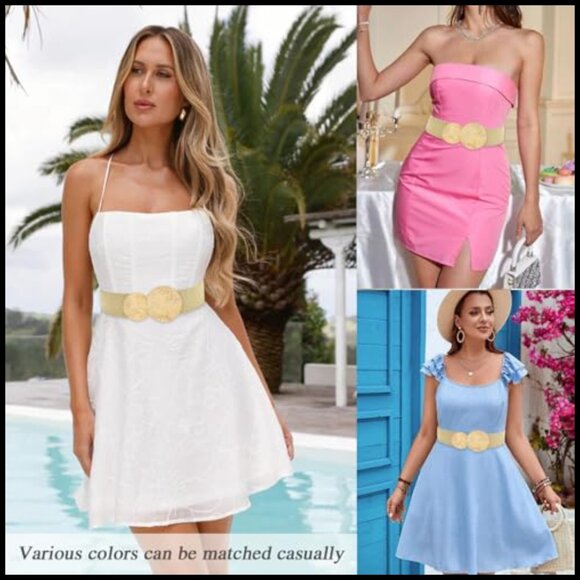 Wide Stretchy Elastic Cinch Belt for Dresses Alloy Buckle main image 6